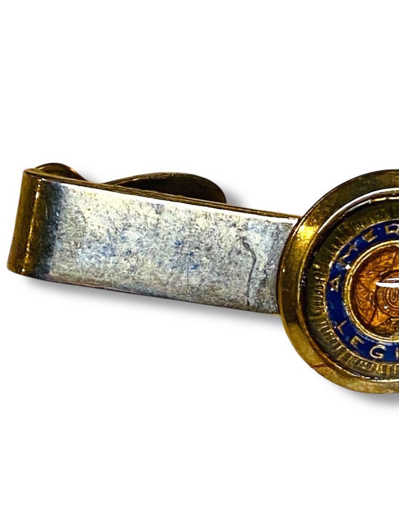 Vintage American Legion Tie Clip Bar Silvertone and Goldtone 1.5"