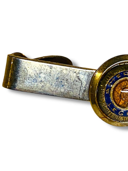 Vintage American Legion Tie Clip Bar Silvertone and Goldtone 1.5"