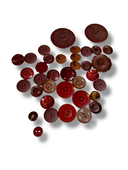 Lot of 36 Midcentury Buttons Assorted Burgundy Brown Styles Craft Sew