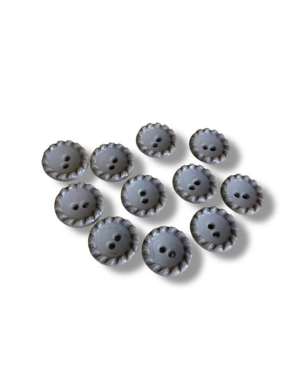 Set of 11 Midcentury Gray Plastic Buttons Twist Border Craft Sew .8" Diameter