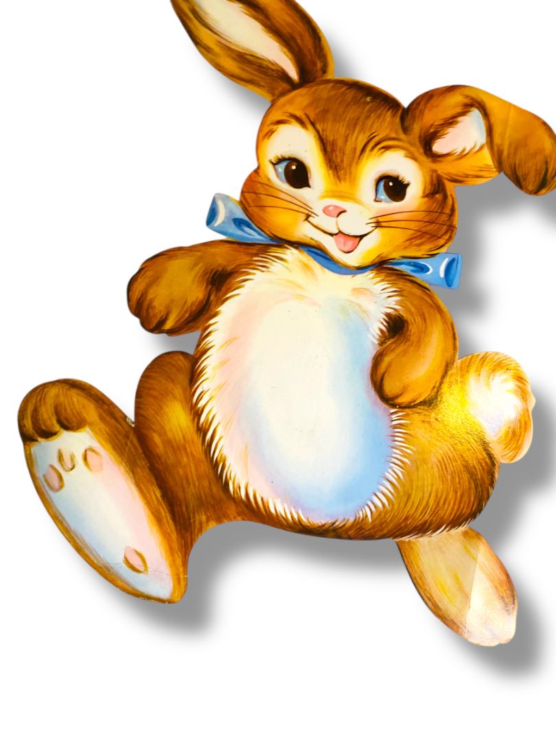 Vintage Bunny Rabbit Diecut  16" Blue Tie Cute Easter