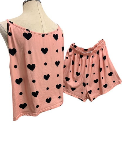 Size 4X Womens Soft Pajama Set Shorts Tank Pink Hearts