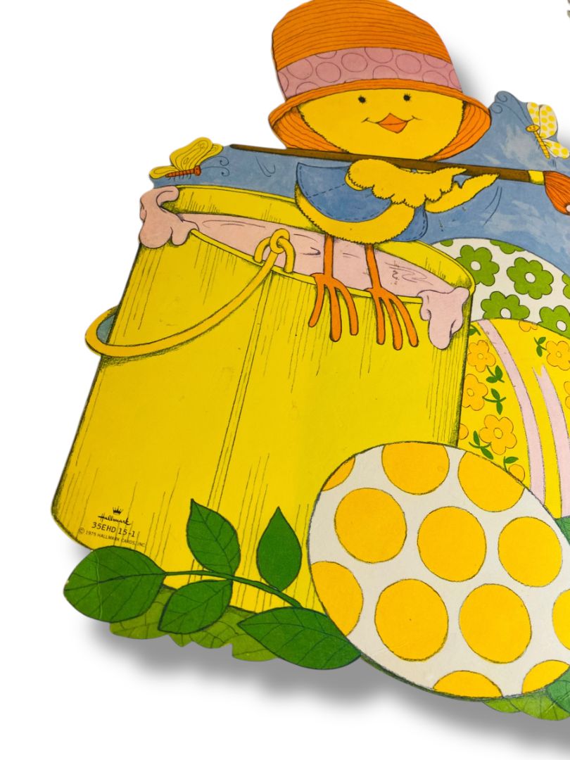 1970s Hallmark Easter Diecut Decor Chick Painting Eggs 12" 35EHD 15-1
