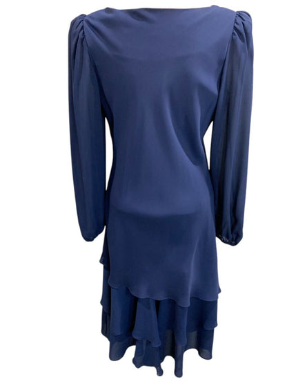 Medium After Dark Vintage Navy Blue Dress Shoulder Pads Rosette