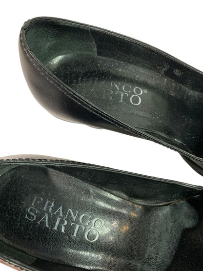 Size 7.5 Franco Sarto Womens Leather Silvertone Buckle 2.5" Block Heel