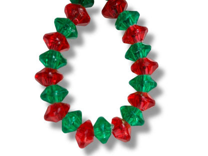 Acrylic Beaded Red Green 7.5" Bracelet Lever Hook Closure