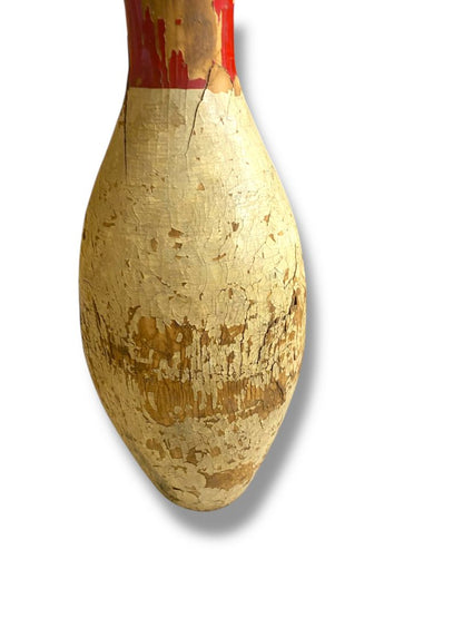 1950s Bowling Pin 15.5" Turned Wood Chippy Sports Room Decor