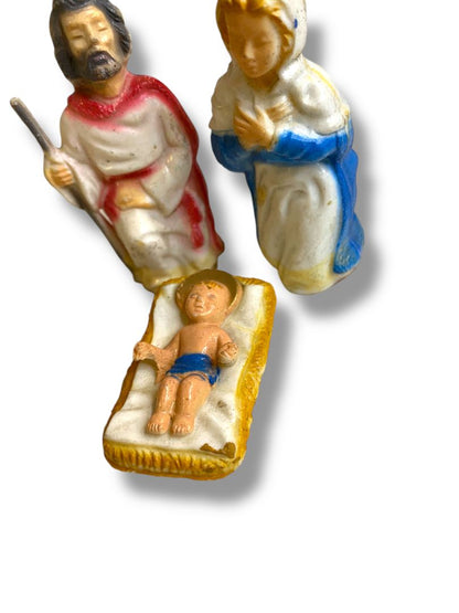 Vintage Plastic Nativity Figurines Mary Joseph Jesus 3"