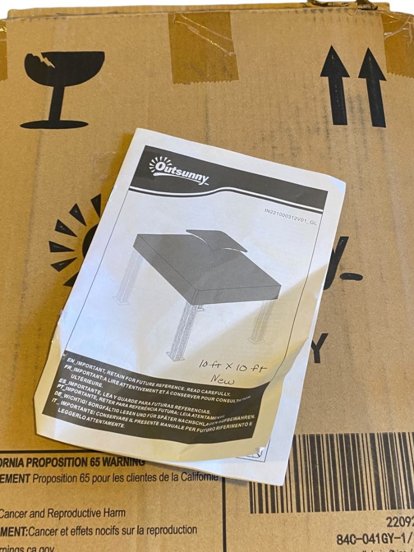 Outsunny 10' Square 2-Tier Gazebo Canopy Top Replacement Light Grey 84C-O41GY