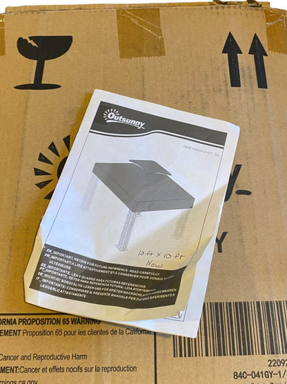 Outsunny 10' Square 2-Tier Gazebo Canopy Top Replacement Light Grey 84C-O41GY
