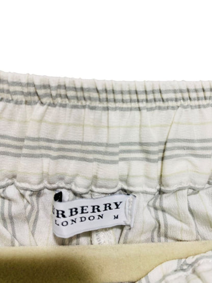 Size Medium Burberry Mens Pajama Set Gray White Stripe Shirt Pants