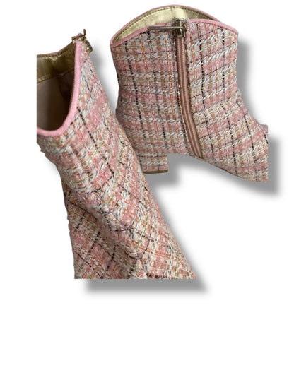 Size 5 Jessica Simpson Girls Parker Boots Booties Pink Tweed