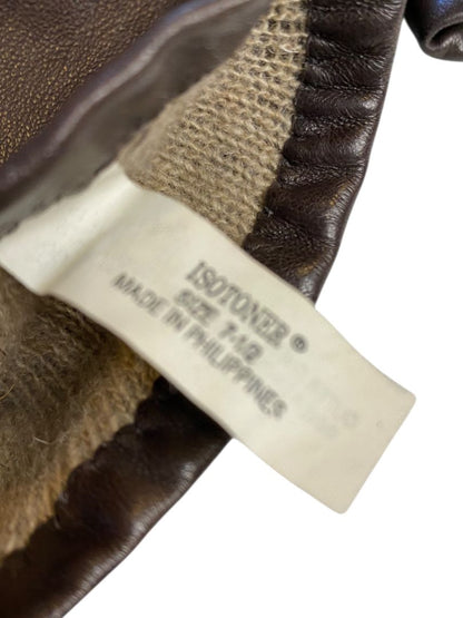Size 7.5 Isotoner Vintage Womens Brown Leather Cashmere Lined Gloves