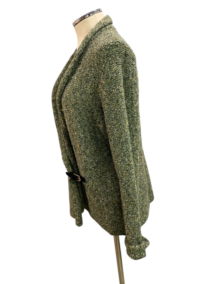 Size PXL Preswick & Moore Petite Sage Green Womens Buckle Cardigan Sweater