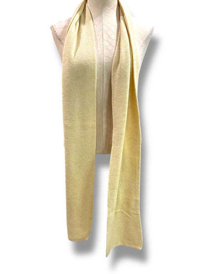 Vintage Sweater Knit Scarf Yellow Ivory Marled Knit 88"l x 8"w