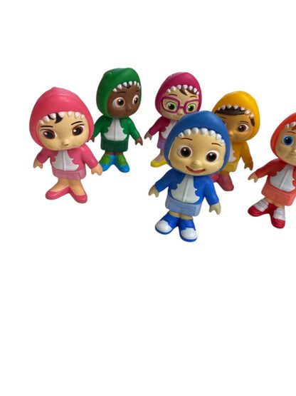 Cocomelon Family & Friends Shark Figures JJ CeCe Nina Cody Bella Nico 3" Set of 6