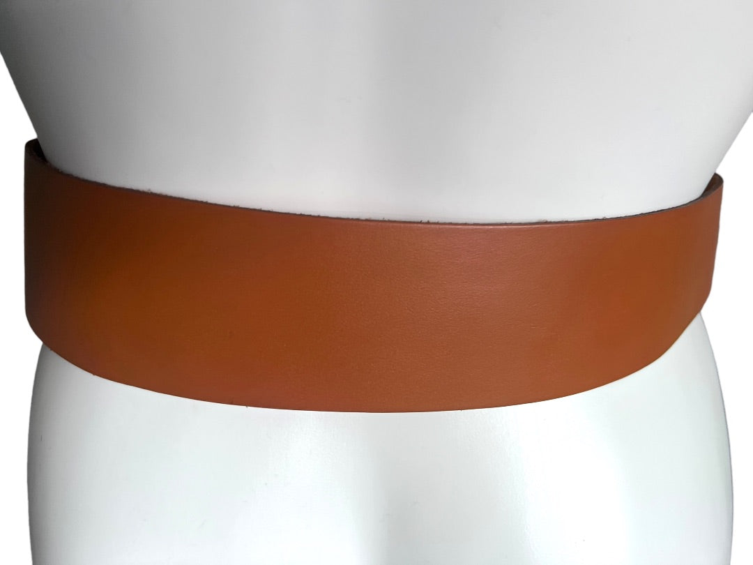 Medium 80's Style Brown Leather Asymmetrical Belt Outback Red