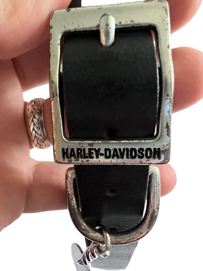 Small Harley Davidson Black Women's Belt Metal Charm 97813 00V Made USA Leather