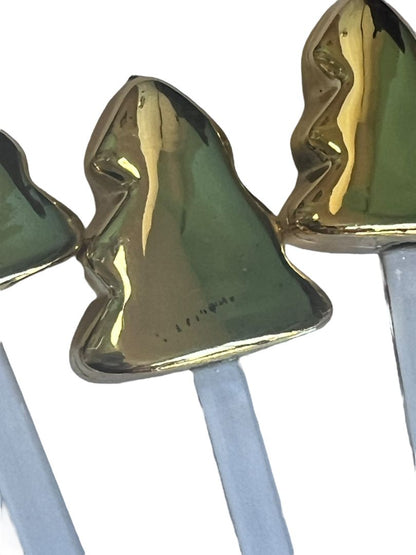 8 Plastic Gold Christmas Tree Acrylic Swizzle Sticks