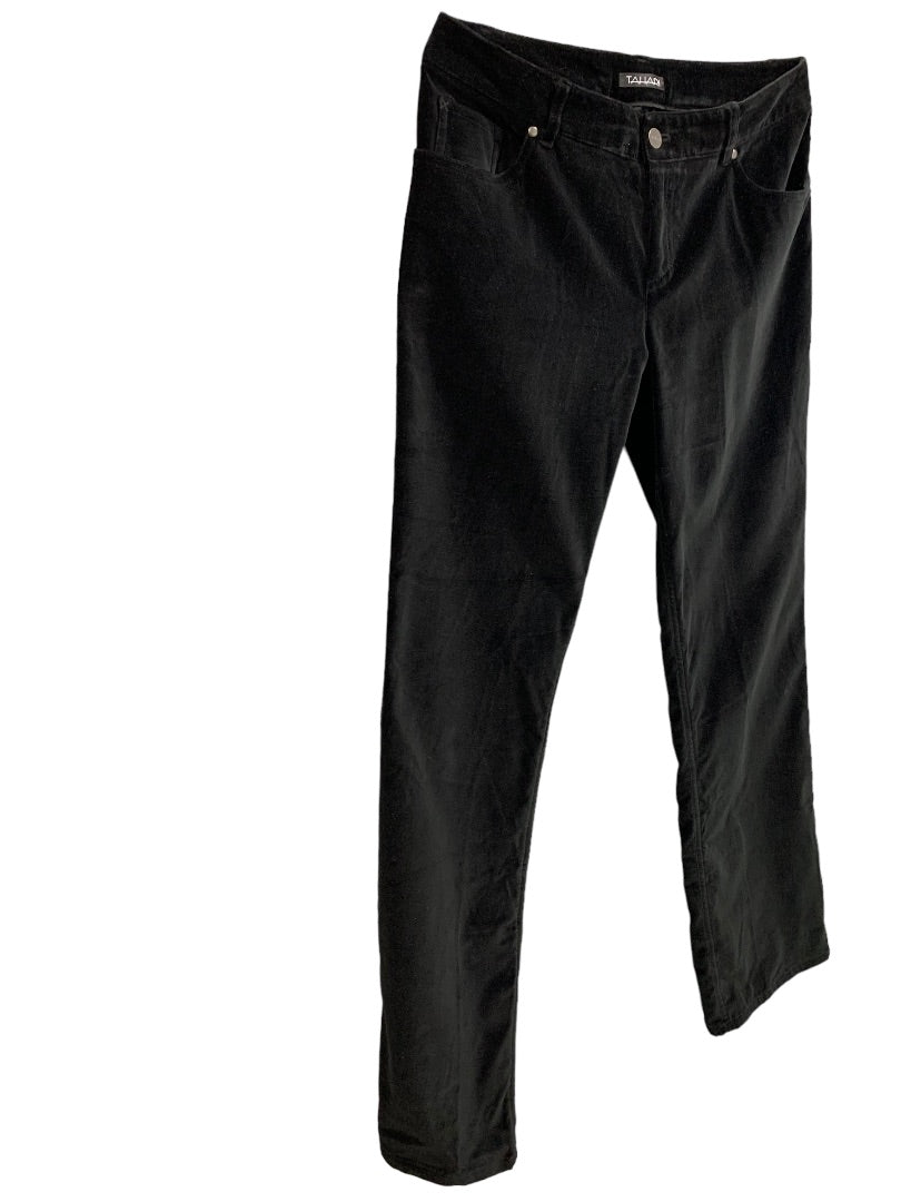 Size 6 Tahari Women's Black Stretch Velvet Pants Straight Leg