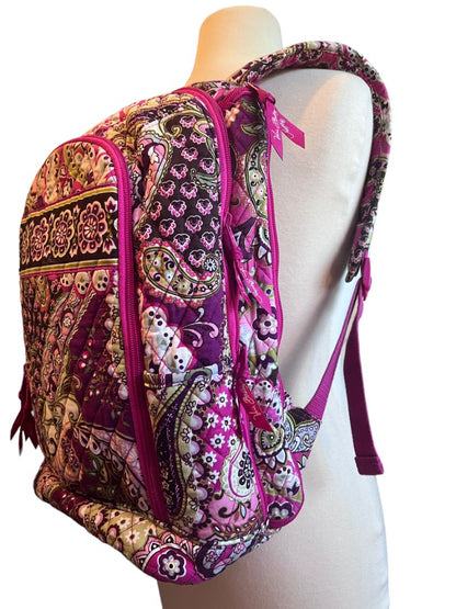 Vera Bradley Large Campus Backpack Laptop Retired Very Berry Paisley Pattern