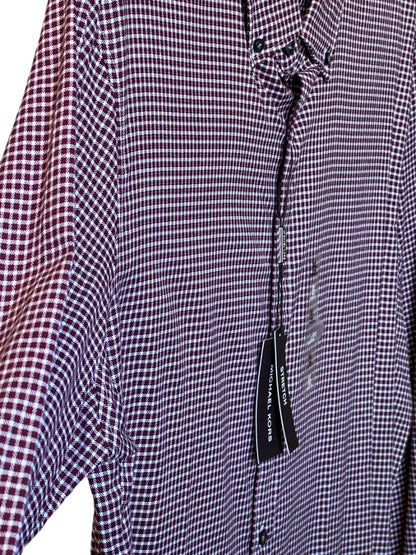 NWT XL Michael Kors Trim Stretch Check Button Down Shirt Fall