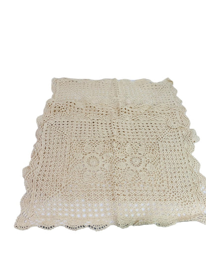 Set of 3 New Pinwheel Crocheted Cotton Ivory Placemats Rectangular Doilies