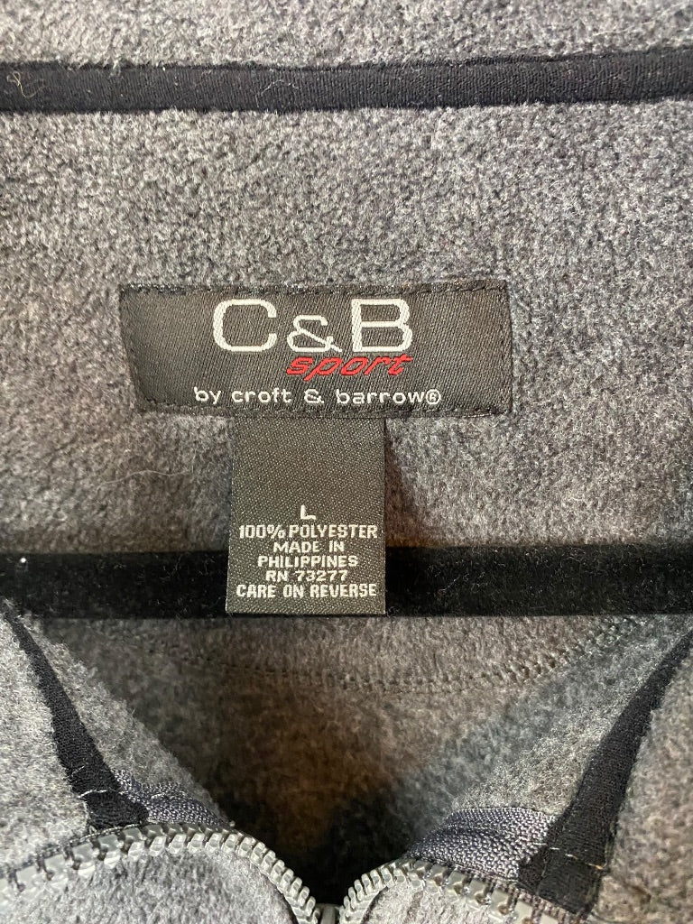 Large C&B Sport Mens Dark Gray Full Zip Fleece Jacket by Croft & Barrow