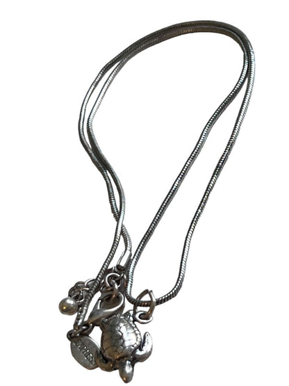 Express Sea Turtle Charm Necklace Silver Tone 17" plus 1" Extender