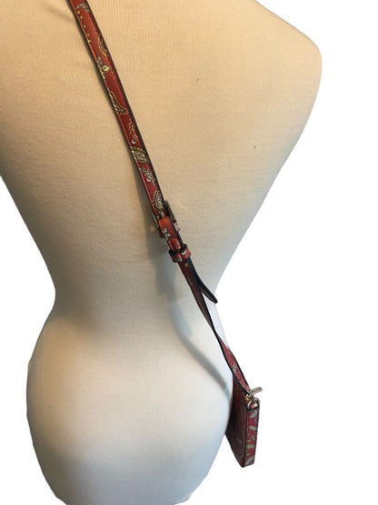 Parfois Red Paisley Crossbody Slim Pocketbook Adjustable Strap