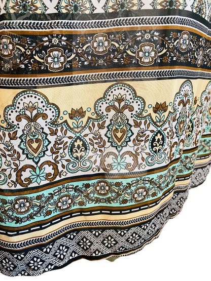 Small Petite Tacera Cold Shoulder Print Maxi Dress Elastic Waist Lined