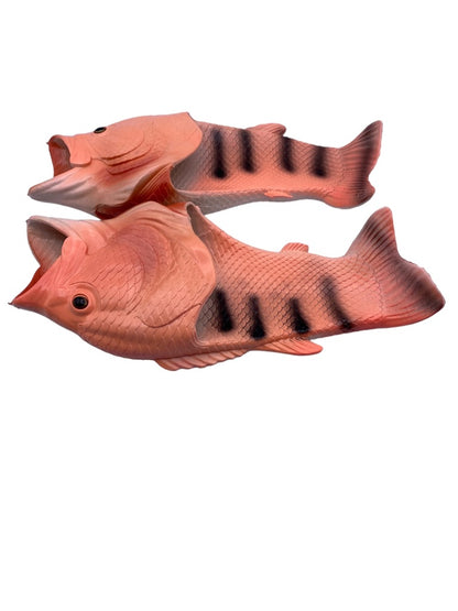 Size 7/8 (40/41) Shun Fish Novelty Sandal Slides Fishing Pink Women's