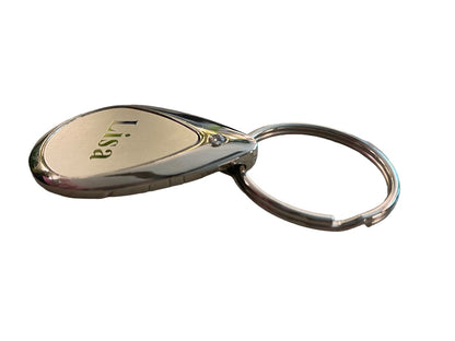 Silvertone Personalized Keychain Key Ring "Lisa" Droplet Shape 3"