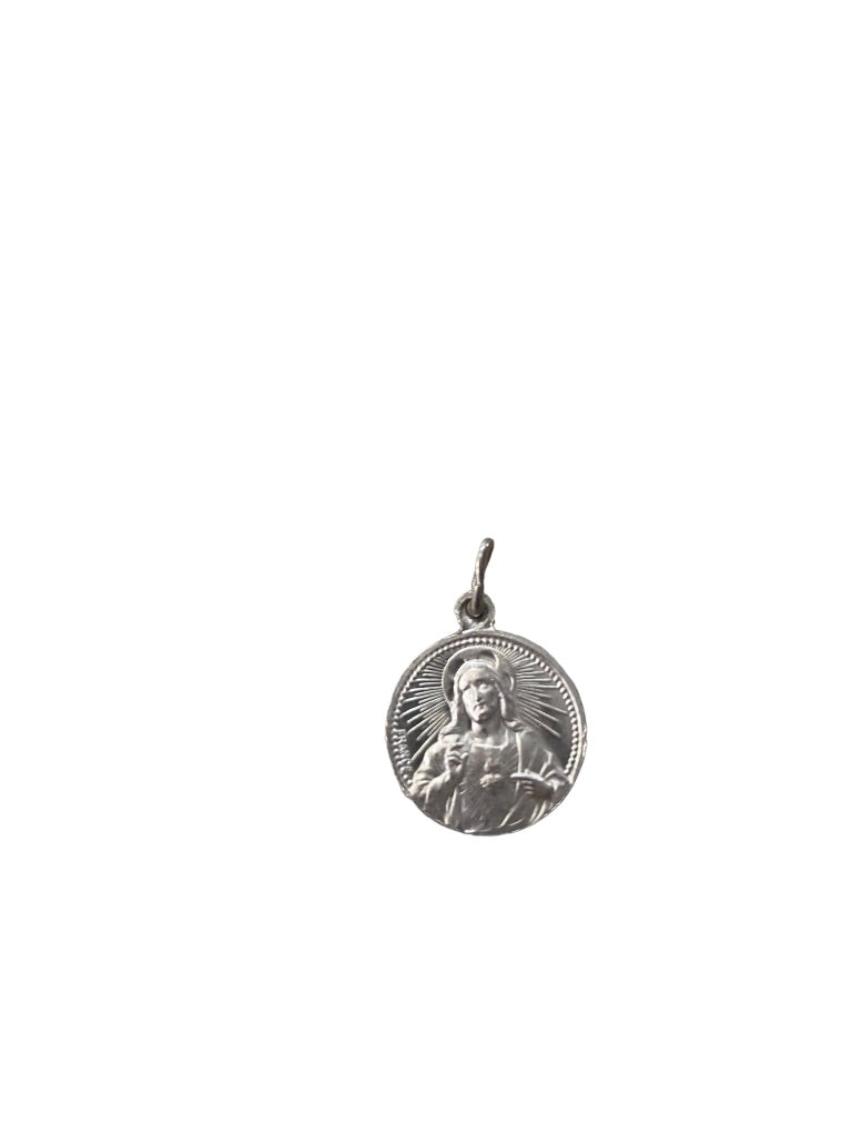 Double Sided Silvertone Charm Nassa Rosario Da Fatima 1977 .6" Diameter Catholic Medal