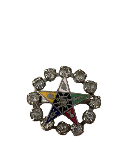 Masonic Pin Order of the Eastern Star Brooch Pin Silvertone .9" Diameter