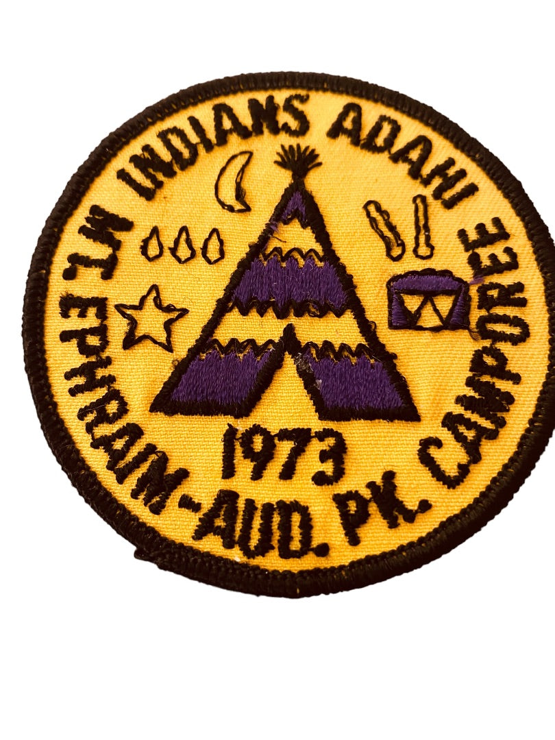 Girl Scout Patch Vintage 1973 Mt. Ephraim Aud Pk Camporee Indians ADAHI 3.2"