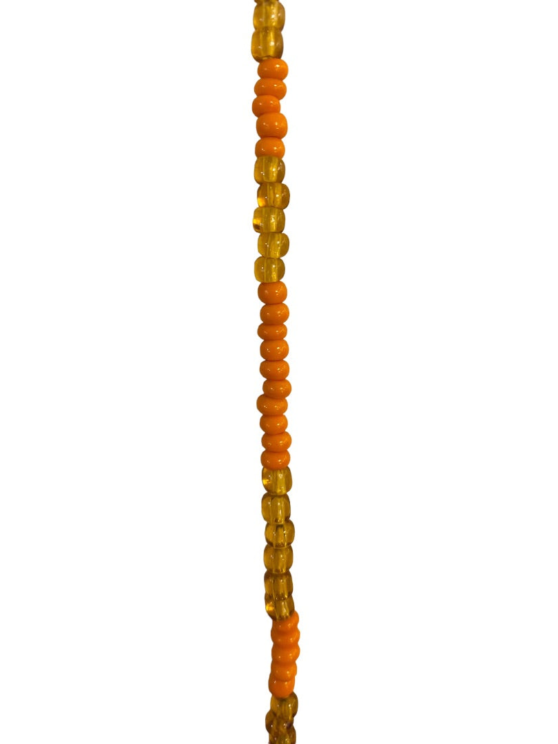 Orange and Yellow-Gold 48" Strand String Beaded Necklace Overhead No Clasp