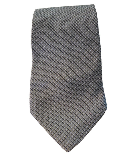 Neo Bill Blass Mens Necktie Silk Sage Green Blue Crosshatch Pattern 57"L Widest 3.75" Tie