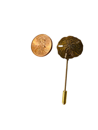 Vintage Goldtone Coppertone 2"l Stick Pin Sand Dollar Design (3/4")