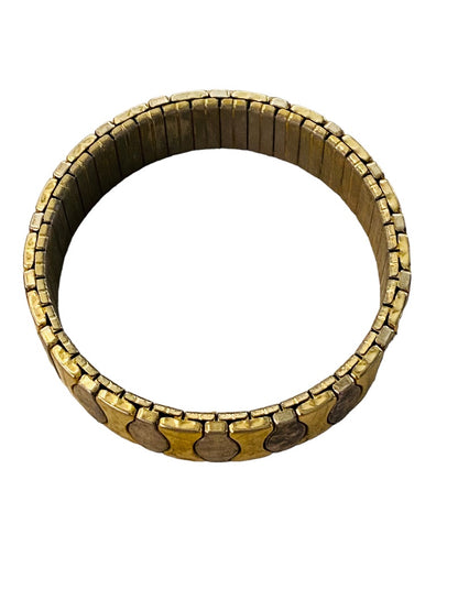 Silvertone Goldtone Stretch Bracelet Stainless Steel Oval Hourglass Design