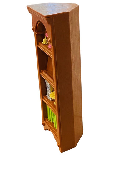 2005 Fisher-Price Loving Family Dollhouse Brown Corner Bookcase Book Shelf Curio