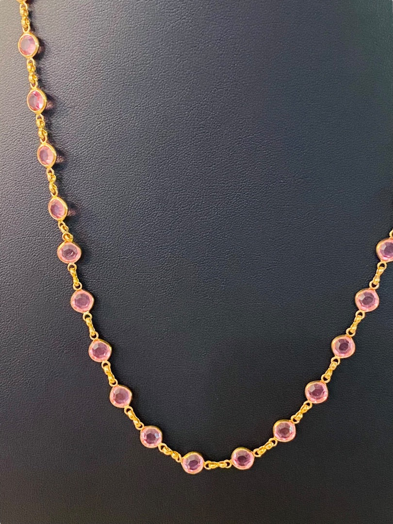 Goldtone Pink Signed Avon 22.5" Necklace Lobster Clasp