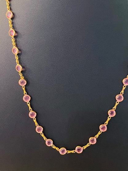 Goldtone Pink Signed Avon 22.5" Necklace Lobster Clasp