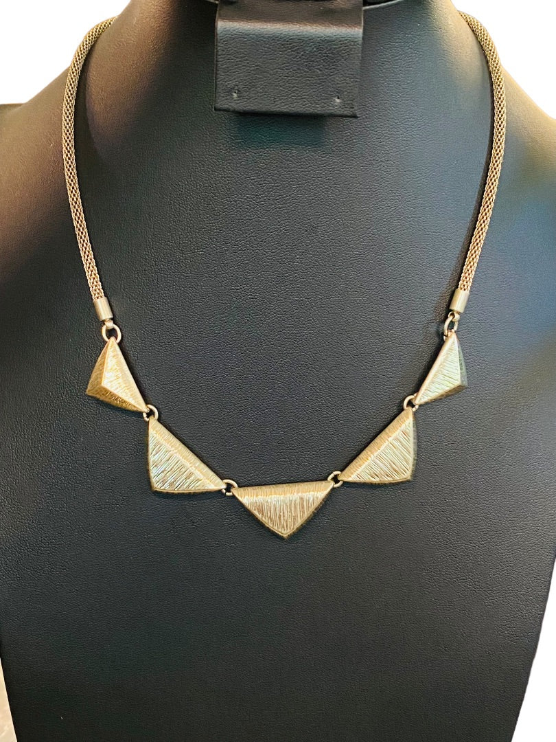 Goldtone Triangle Necklace 17"-20" Lays Flat Lobster Clasp