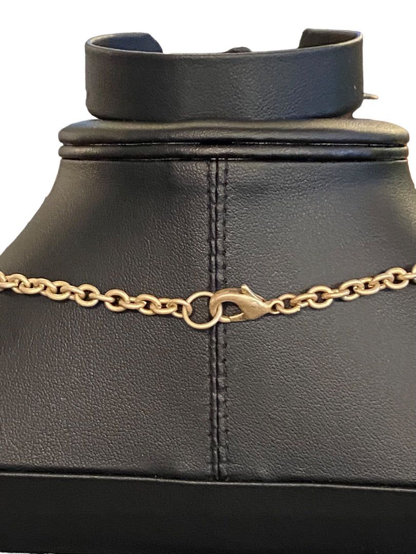 Brushed Goldtone Beaded Double Strand Necklace 17.5"Beaded 3" Drop