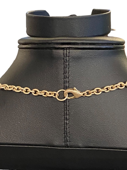 Brushed Goldtone Beaded Double Strand Necklace 17.5"Beaded 3" Drop