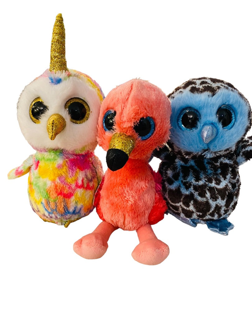 Ty Beanie Boos Stuffled Plush Gilda Flamingo Yago Owl Enchanted Unicorn Owl