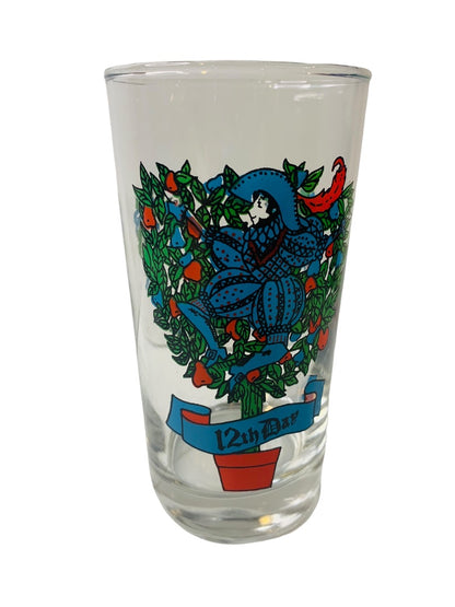 Vintage Tumbler Glass Taylor Smith & T 12th Day of Christmas 10 oz Drinking