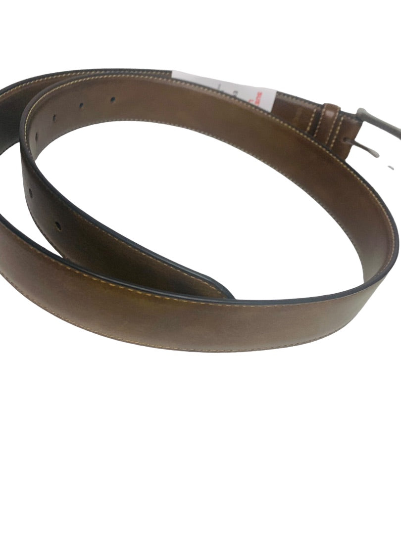 Medium 34-36 Nine West Mens New Tan Vegan Leather Belt Contrast Stich 1.25" Width