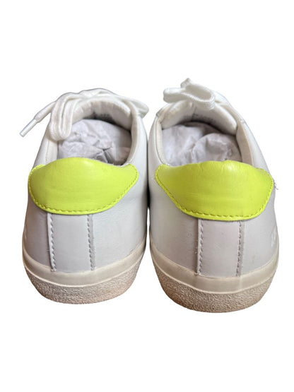 7.5 Madewell Sidewalk Neon Yellow White Sneakers Low Top Lace Up Leather